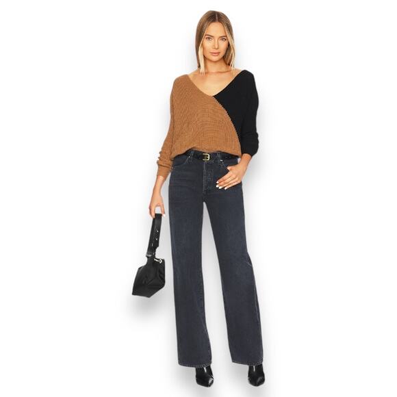 Revolve Superdown Trish Knot Low Back Knit Sweater Black Brown Women's S - Picture 3 of 7